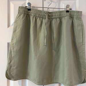 Madewell Sage Green Curved Hem Linen Blend Mini Skirt Size XL